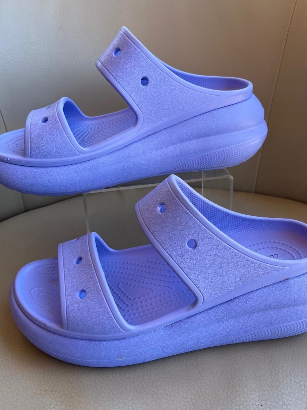 Crocs Classic Crush Platform Slides Sandals W10 M8 Lavender 2.5" Heel Comfort - Picture 2 of 10